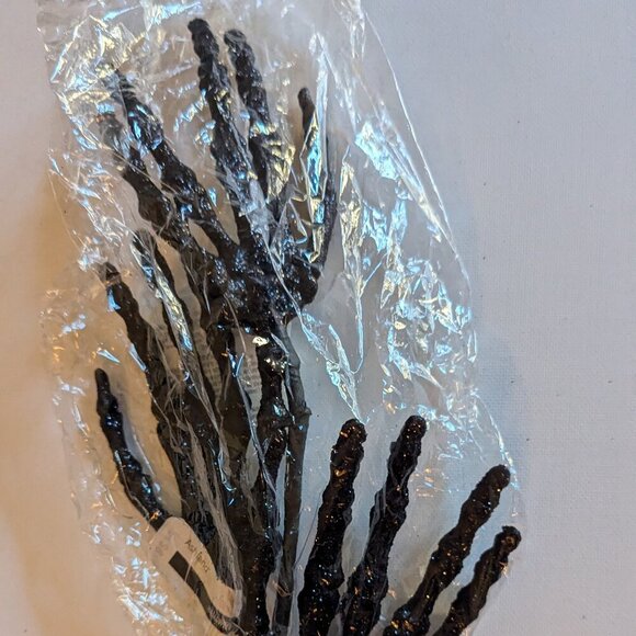 NWT 3 Skeleton Hands Black Glitter Floral Pick Ashland Goth Halloween Decoration - Picture 6 of 10